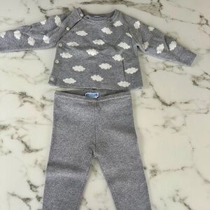 Jacadi wool and cotton set - grey/white